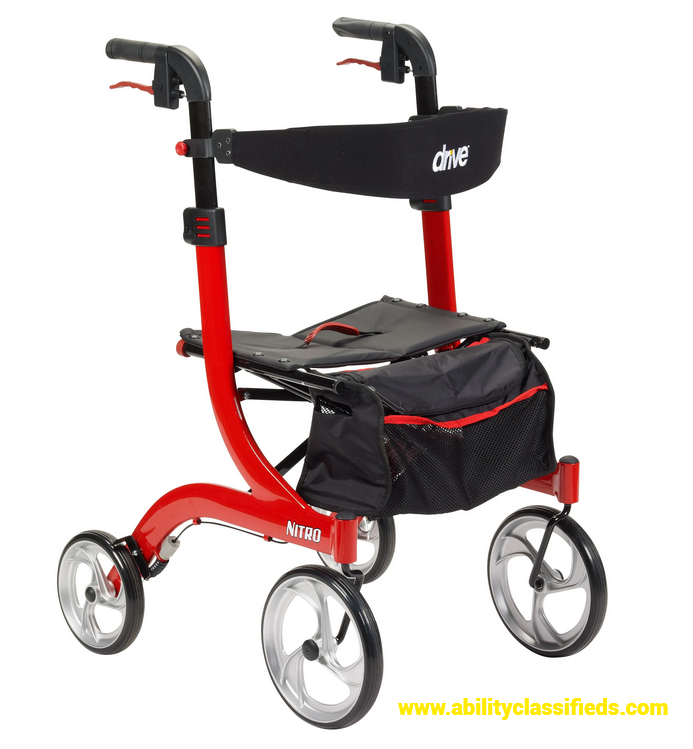 Drive Medical Nitro Aluminum Rollator, 10" Casters