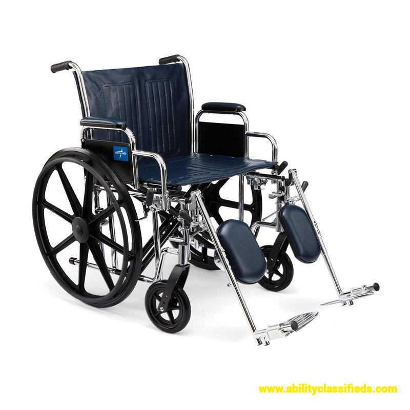 Medline 24" Bariatric Excel Wheelchair with Removable Desk-Length Arms and Elevating Legrests